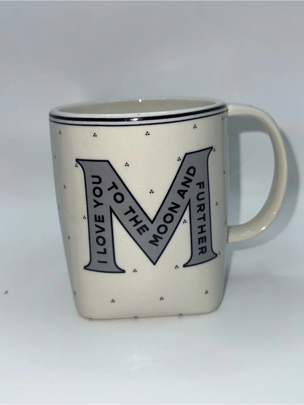 Anthropologie Cream Mug Initial 'M' - I love you to the moon and further